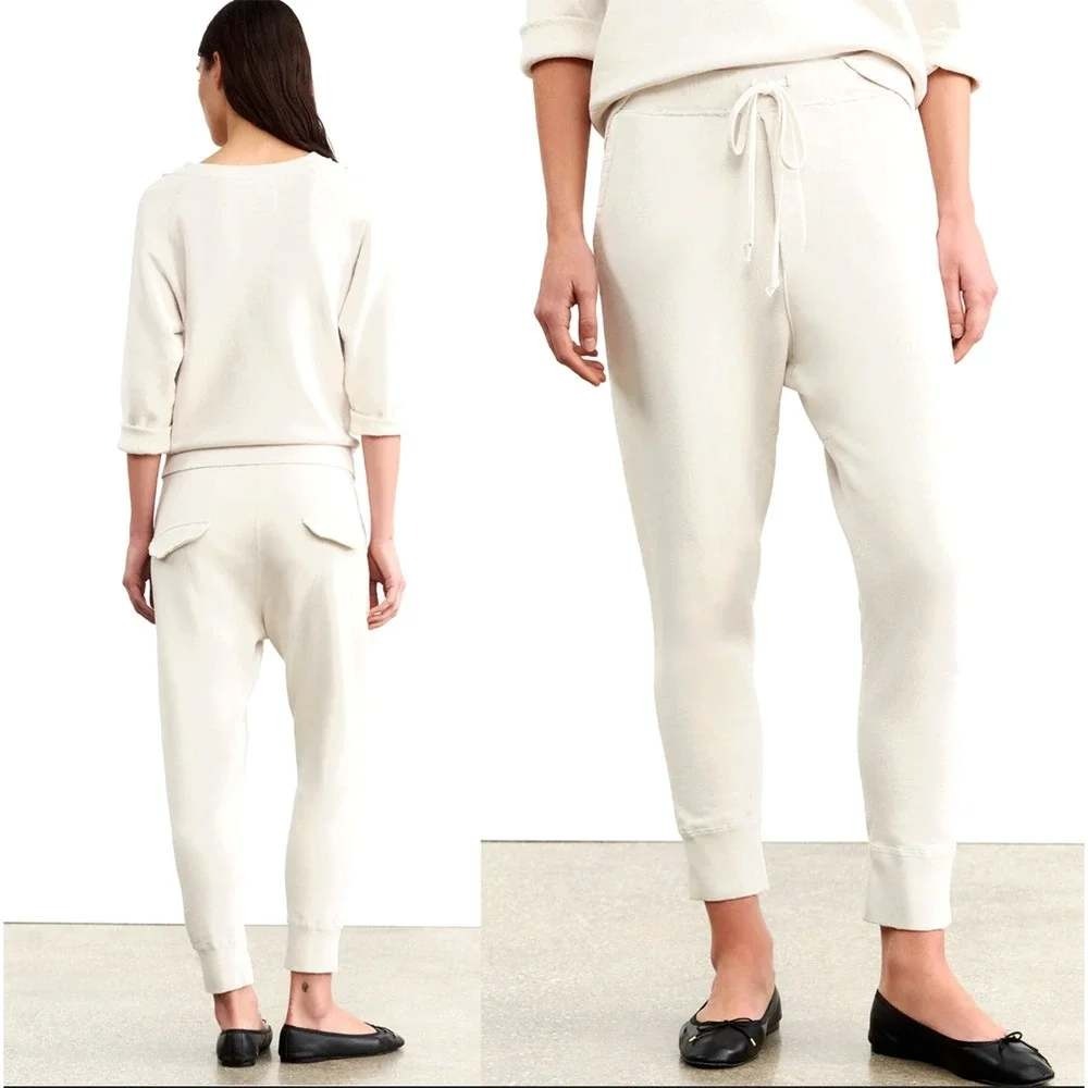 Nili Lotan Womens Kiki Sweatpants Oatmeal Beige Cotton Joggers XS Made in USA